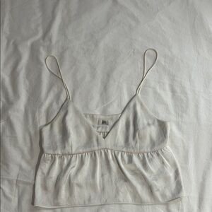 Aritzia White Satin Tank Top